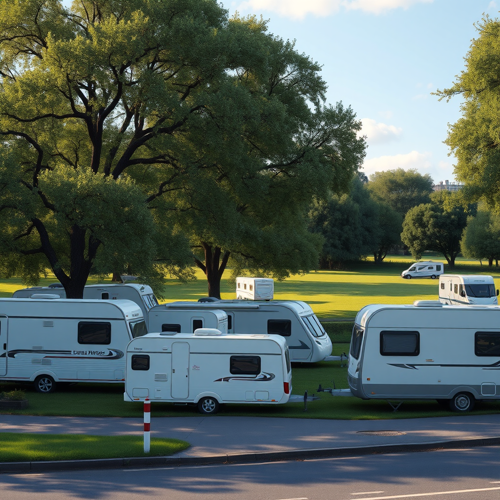 Caravans and motorhomes pitch up on one of city's main parks